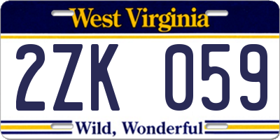 WV license plate 2ZK059