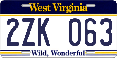 WV license plate 2ZK063
