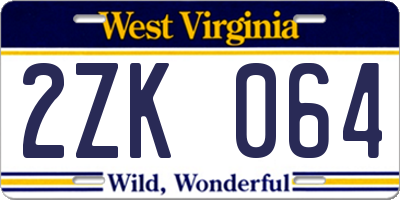 WV license plate 2ZK064