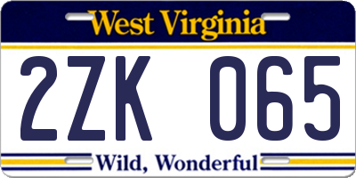 WV license plate 2ZK065