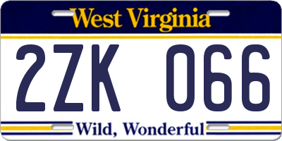 WV license plate 2ZK066