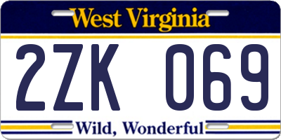WV license plate 2ZK069