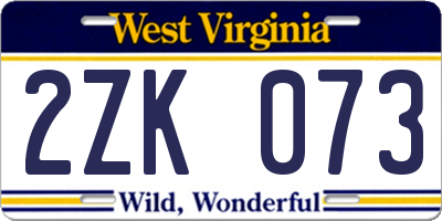 WV license plate 2ZK073