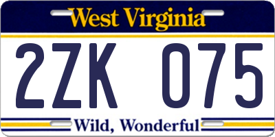 WV license plate 2ZK075