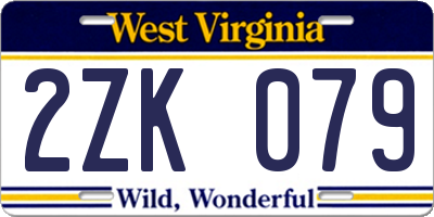 WV license plate 2ZK079