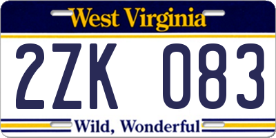 WV license plate 2ZK083