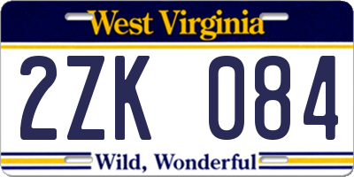 WV license plate 2ZK084