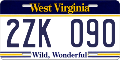 WV license plate 2ZK090