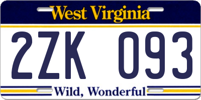 WV license plate 2ZK093