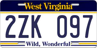 WV license plate 2ZK097