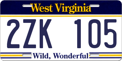 WV license plate 2ZK105
