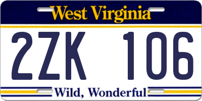 WV license plate 2ZK106