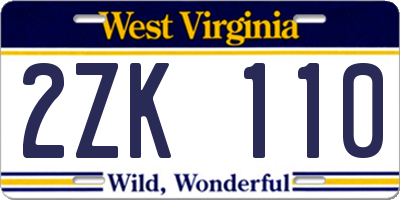 WV license plate 2ZK110