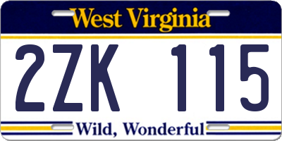 WV license plate 2ZK115