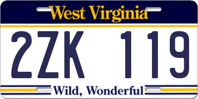 WV license plate 2ZK119