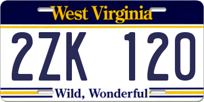 WV license plate 2ZK120