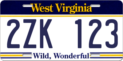 WV license plate 2ZK123
