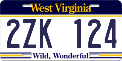 WV license plate 2ZK124