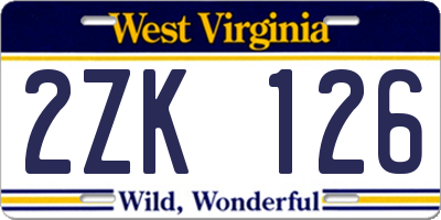 WV license plate 2ZK126