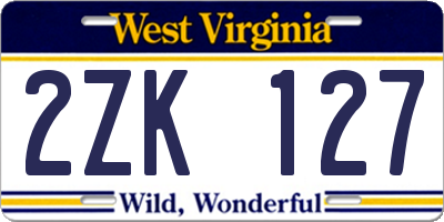 WV license plate 2ZK127