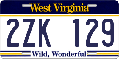WV license plate 2ZK129
