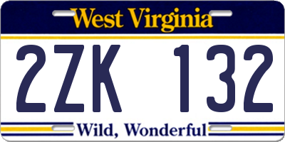 WV license plate 2ZK132