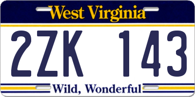 WV license plate 2ZK143
