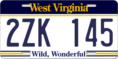 WV license plate 2ZK145