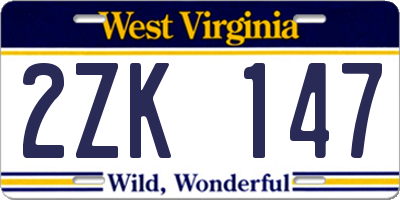WV license plate 2ZK147