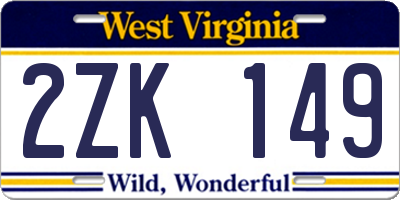 WV license plate 2ZK149