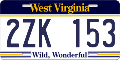 WV license plate 2ZK153