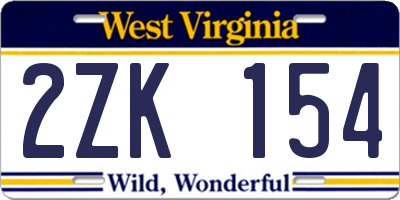 WV license plate 2ZK154