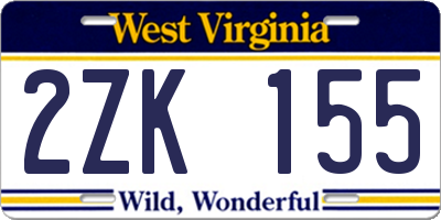 WV license plate 2ZK155