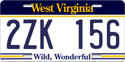 WV license plate 2ZK156