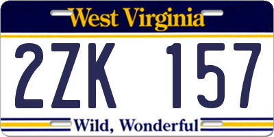 WV license plate 2ZK157