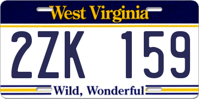 WV license plate 2ZK159