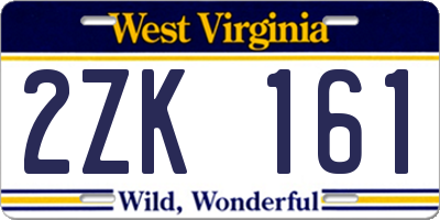 WV license plate 2ZK161