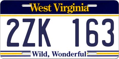 WV license plate 2ZK163