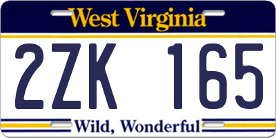WV license plate 2ZK165