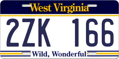 WV license plate 2ZK166