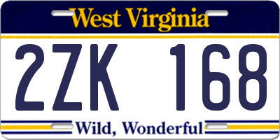 WV license plate 2ZK168