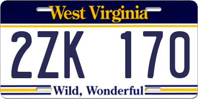 WV license plate 2ZK170