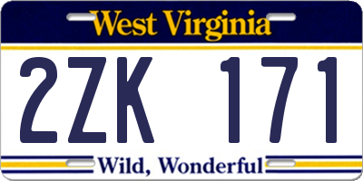 WV license plate 2ZK171