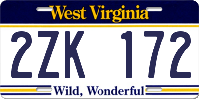 WV license plate 2ZK172