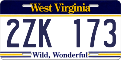 WV license plate 2ZK173