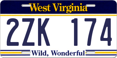 WV license plate 2ZK174