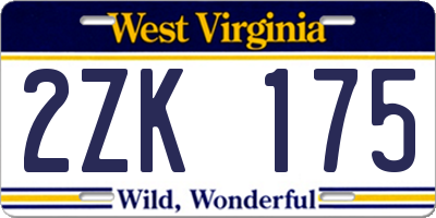 WV license plate 2ZK175