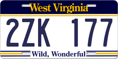 WV license plate 2ZK177
