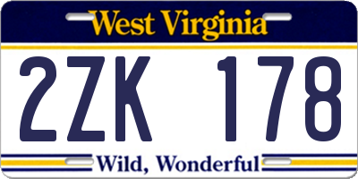 WV license plate 2ZK178