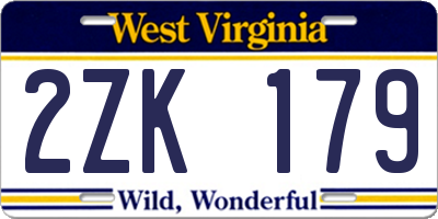 WV license plate 2ZK179